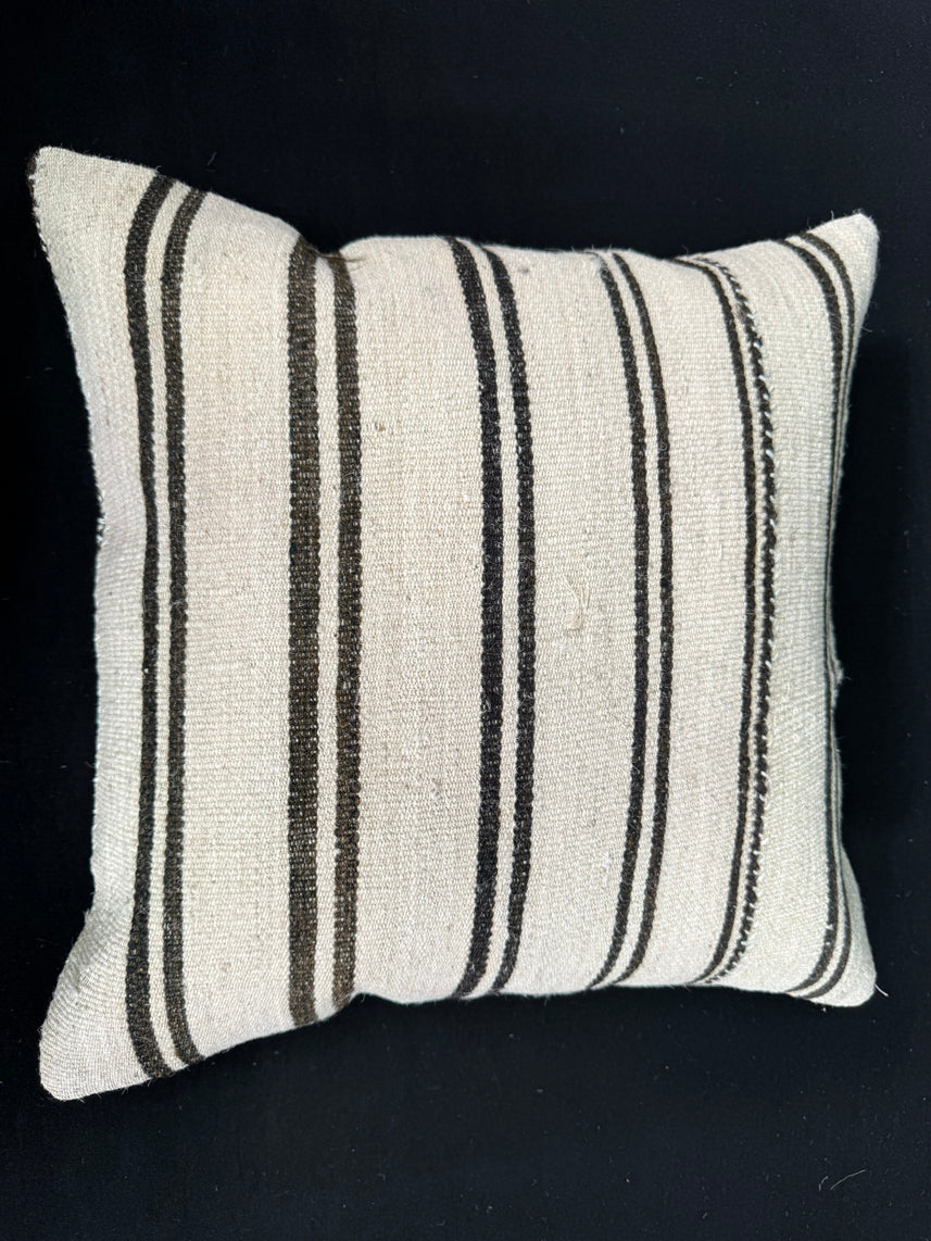 Turkish Hemp Pillow Cushion Natural Beige Black Cushion Cover 20x20 #30631