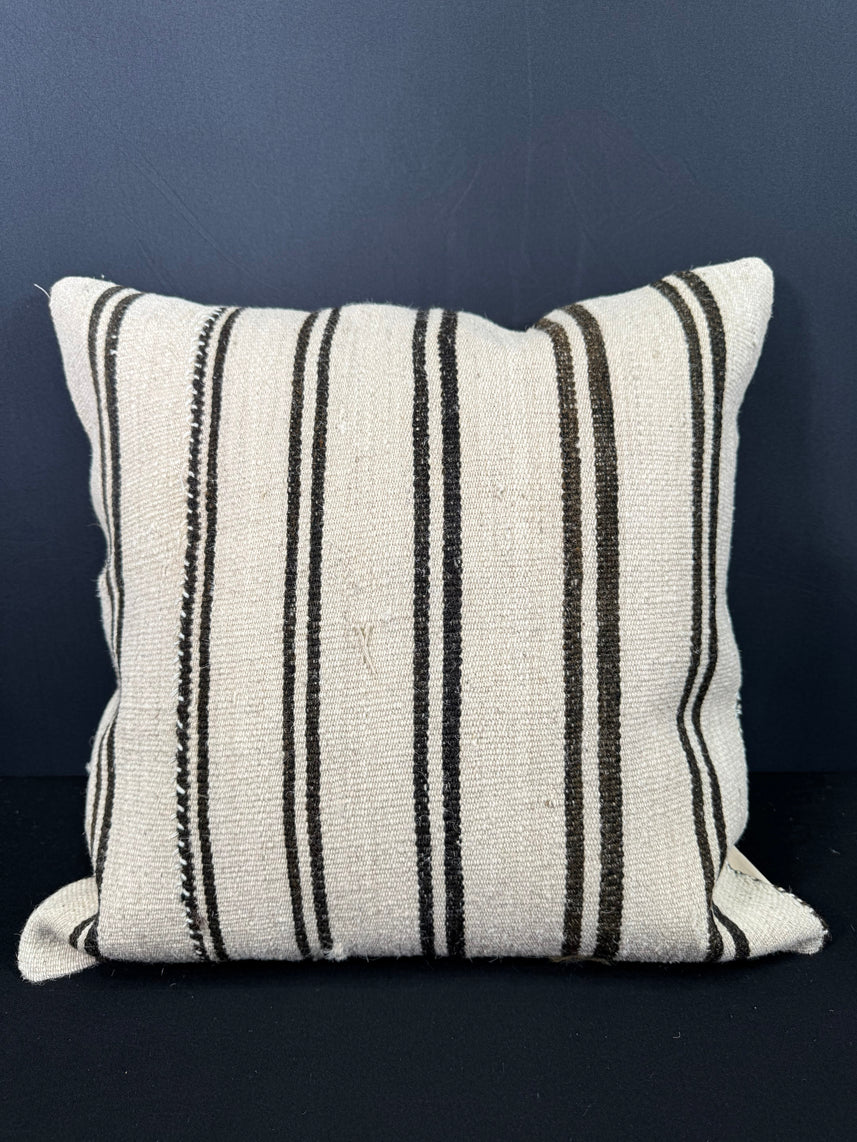 Turkish Hemp Pillow Cushion Natural Beige Black Cushion Cover 20x20 #30631