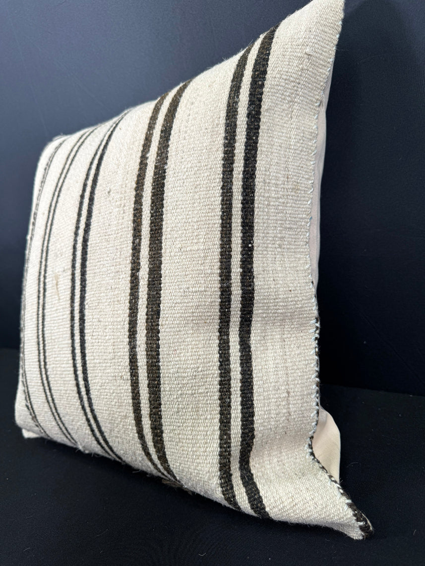 Turkish Hemp Pillow Cushion Natural Beige Black Cushion Cover 20x20 #30631