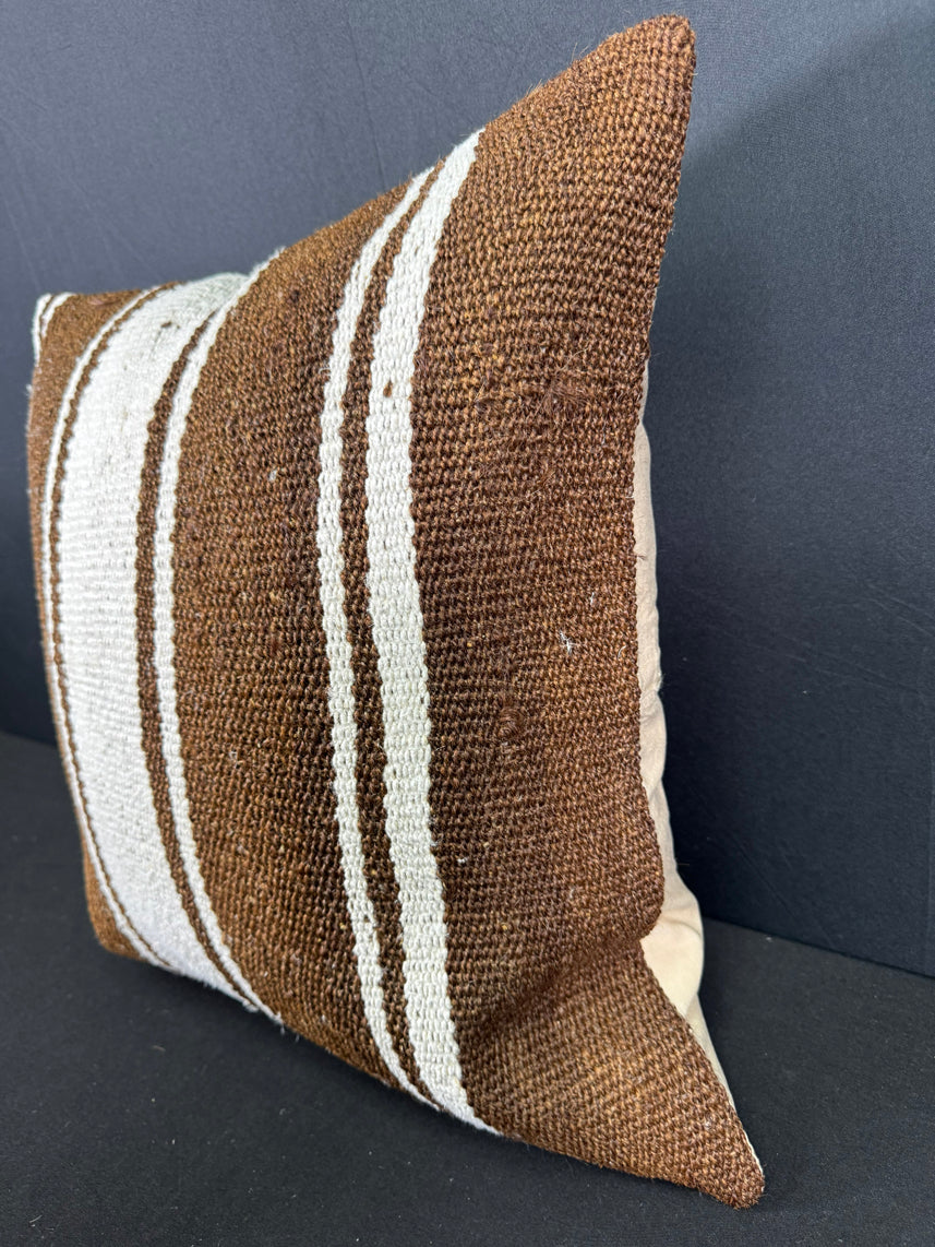 Turkish Hemp Pillow Cushion Natural Beige Brown Cushion Cover 20x20 #30648