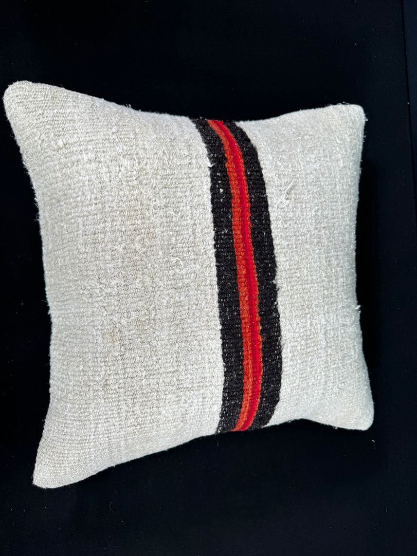 Turkish Hemp Pillow Cushion Natural Beige Black Cushion Cover 20x20 #30680