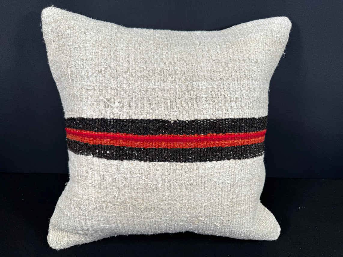 Turkish Hemp Pillow Cushion Natural Beige Black Cushion Cover 20x20 #30680