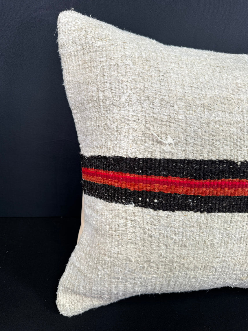 Turkish Hemp Pillow Cushion Natural Beige Black Cushion Cover 20x20 #30680