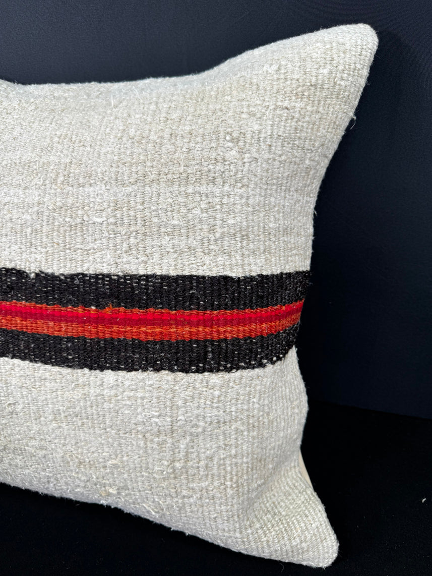 Turkish Hemp Pillow Cushion Natural Beige Black Cushion Cover 20x20 #30680