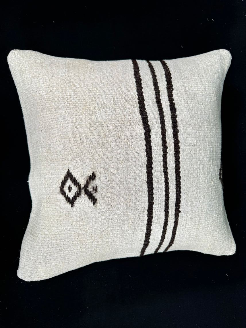 Turkish Hemp Pillow Cushion Natural Beige Black Cushion Cover 20x20 #30651