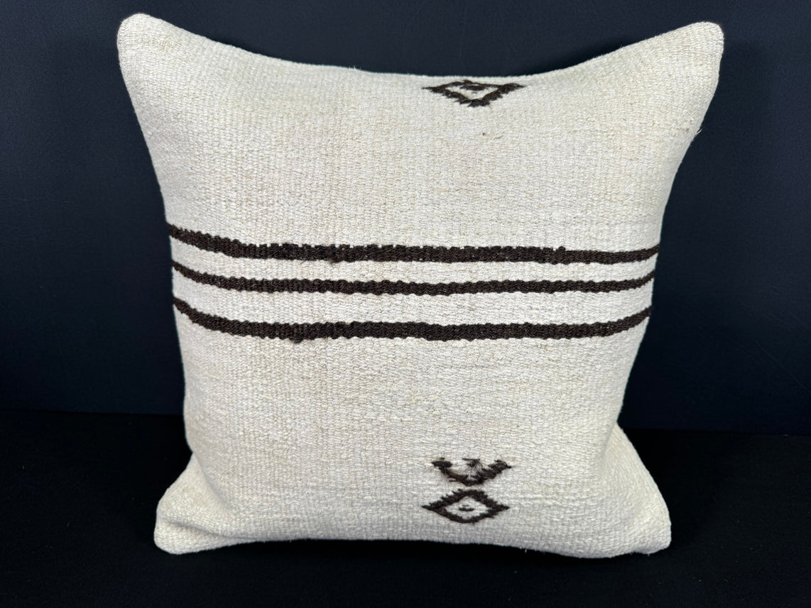 Turkish Hemp Pillow Cushion Natural Beige Black Cushion Cover 20x20 #30651