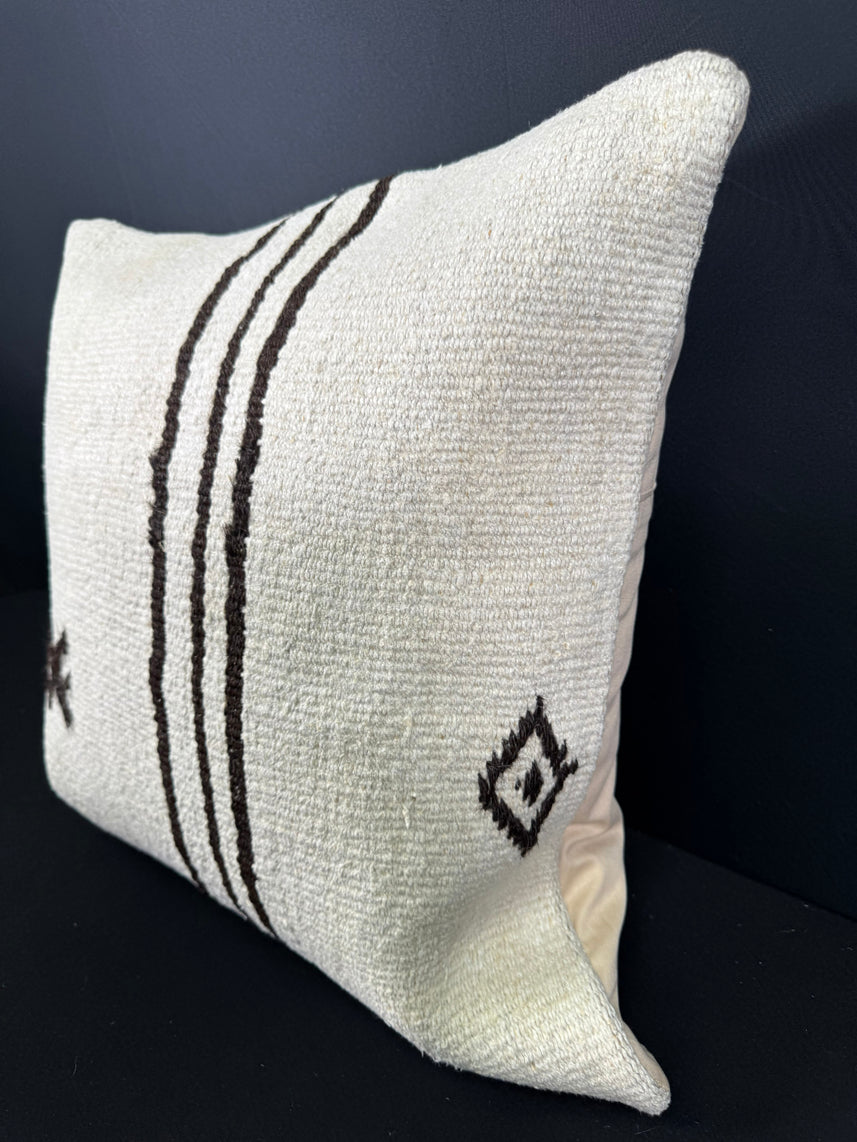 Turkish Hemp Pillow Cushion Natural Beige Black Cushion Cover 20x20 #30651