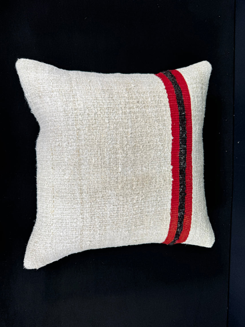 Turkish Hemp Pillow Cushion Natural Beige Red Cushion Cover 20x20 #30647