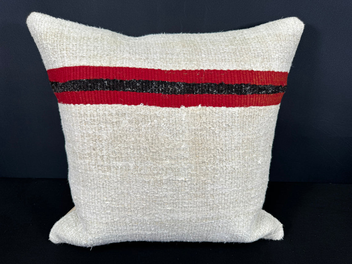 Turkish Hemp Pillow Cushion Natural Beige Red Cushion Cover 20x20 #30647