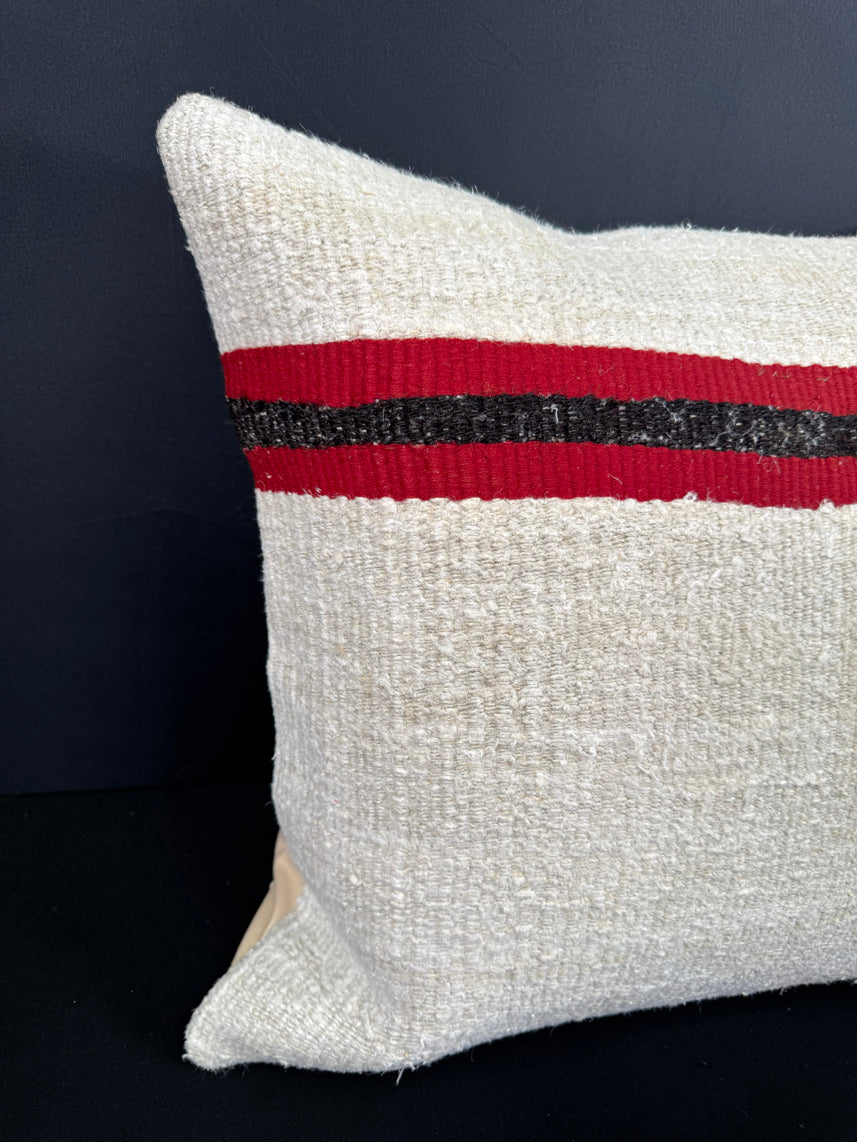 Turkish Hemp Pillow Cushion Natural Beige Red Cushion Cover 20x20 #30647
