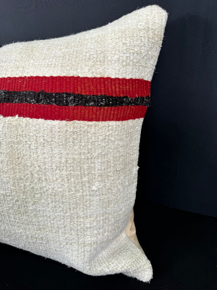Turkish Hemp Pillow Cushion Natural Beige Red Cushion Cover 20x20 #30647