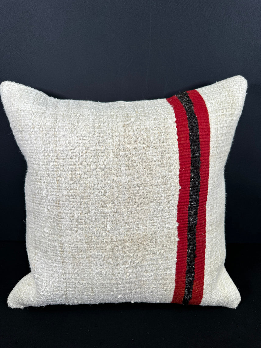 Turkish Hemp Pillow Cushion Natural Beige Red Cushion Cover 20x20 #30647