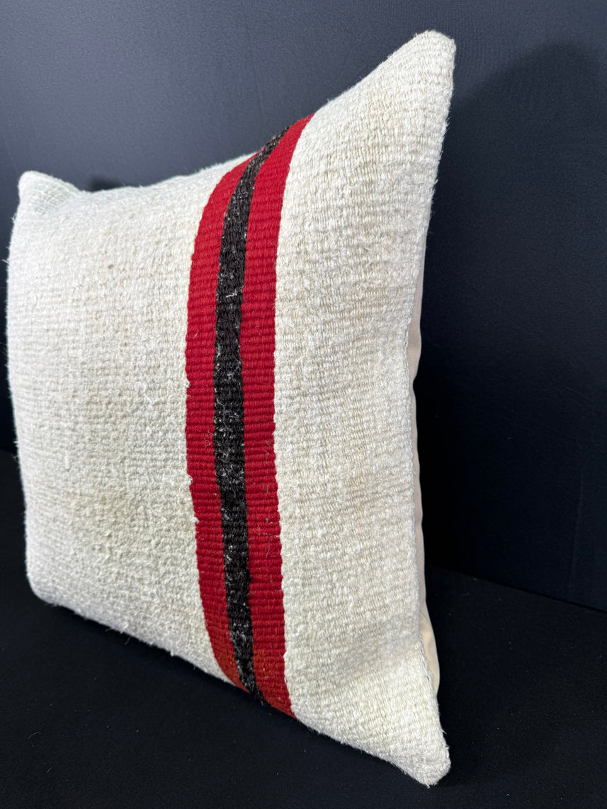 Turkish Hemp Pillow Cushion Natural Beige Red Cushion Cover 20x20 #30647