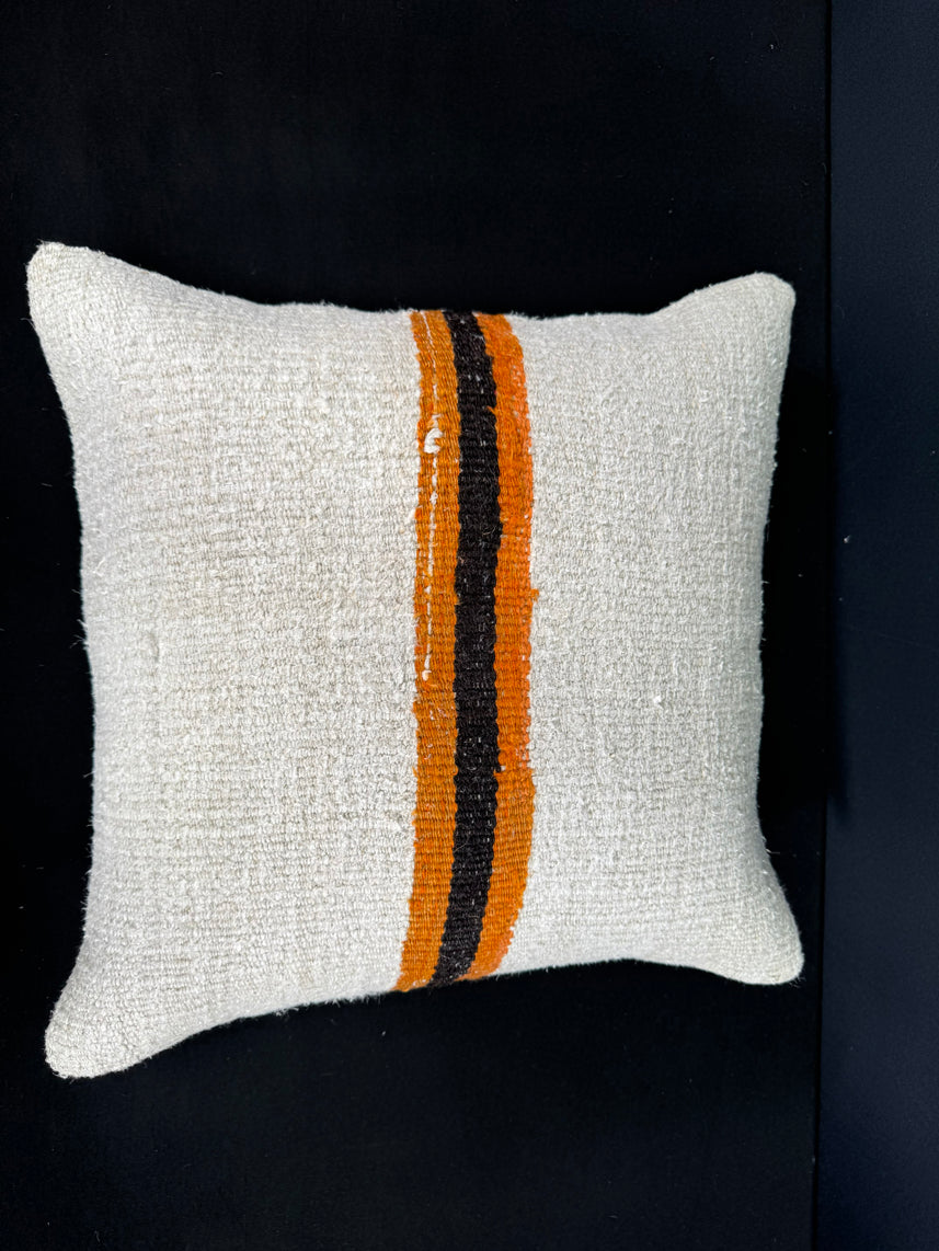 Turkish Hemp Pillow Cushion Natural Beige Orange Cushion Cover 20x20 #30598