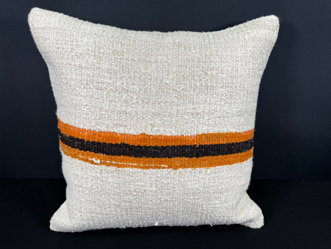 Turkish Hemp Pillow Cushion Natural Beige Orange Cushion Cover 20x20 #30598