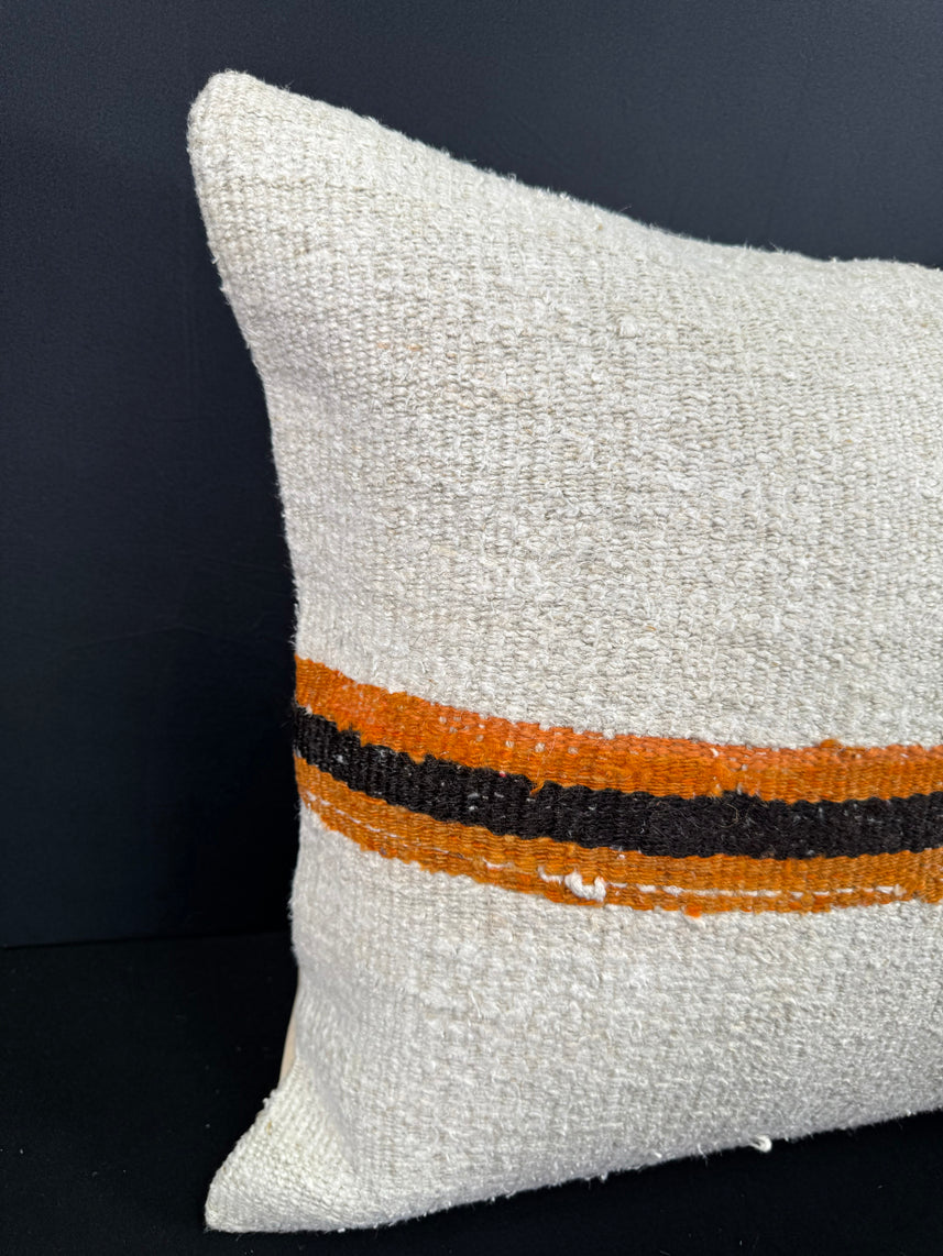 Turkish Hemp Pillow Cushion Natural Beige Orange Cushion Cover 20x20 #30598
