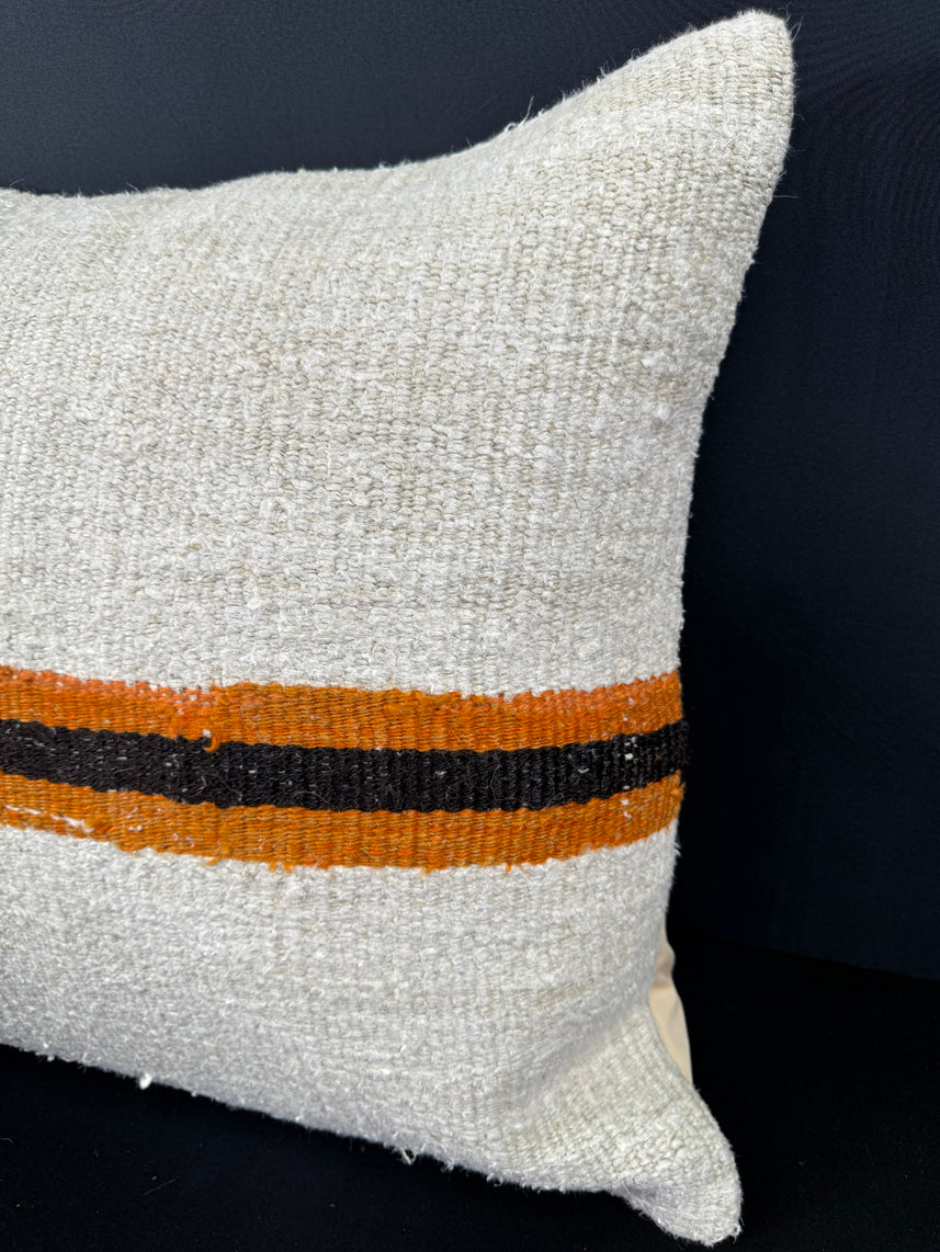 Turkish Hemp Pillow Cushion Natural Beige Orange Cushion Cover 20x20 #30598