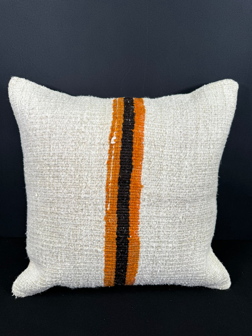 Turkish Hemp Pillow Cushion Natural Beige Orange Cushion Cover 20x20 #30598