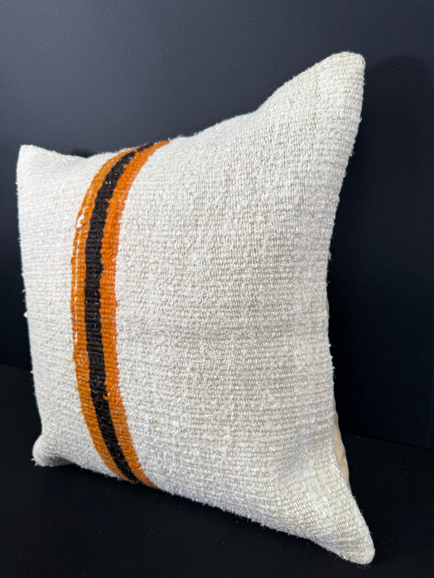 Turkish Hemp Pillow Cushion Natural Beige Orange Cushion Cover 20x20 #30598