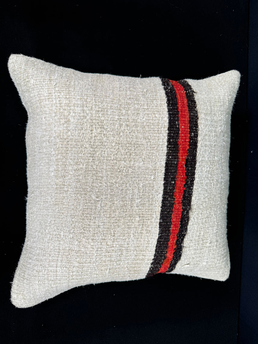 Turkish Hemp Pillow Cushion Natural Beige Black Cushion Cover 20x20 #30597