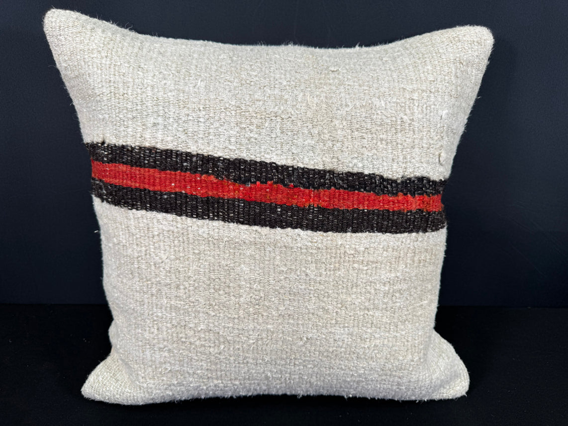 Turkish Hemp Pillow Cushion Natural Beige Black Cushion Cover 20x20 #30597