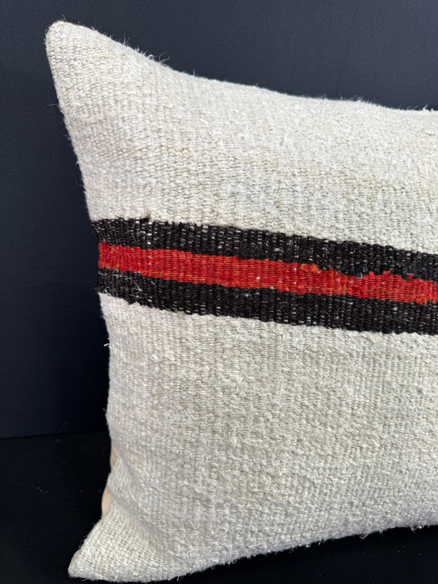Turkish Hemp Pillow Cushion Natural Beige Black Cushion Cover 20x20 #30597