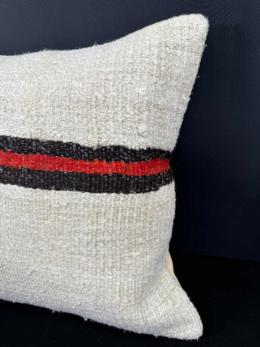Turkish Hemp Pillow Cushion Natural Beige Black Cushion Cover 20x20 #30597