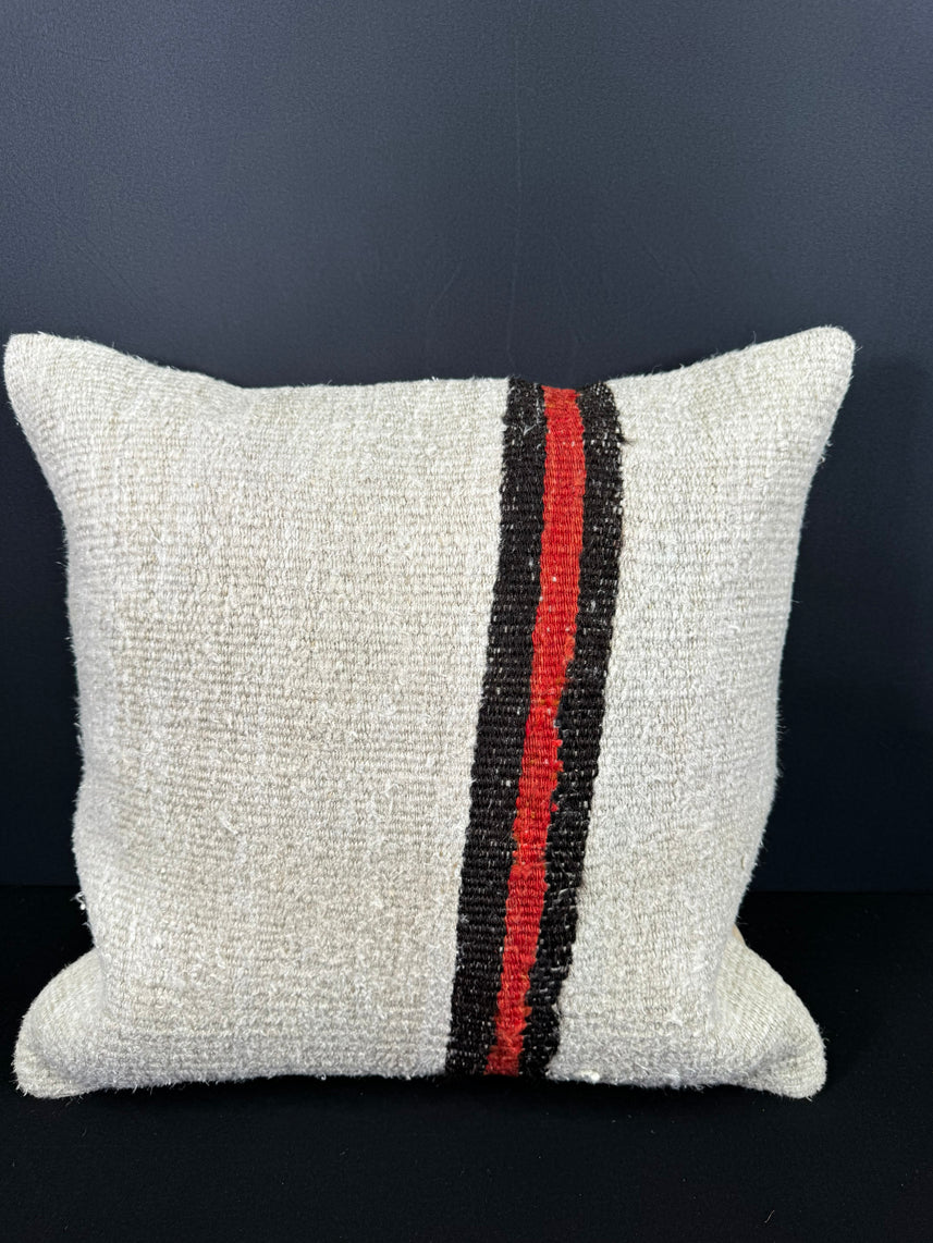 Turkish Hemp Pillow Cushion Natural Beige Black Cushion Cover 20x20 #30597