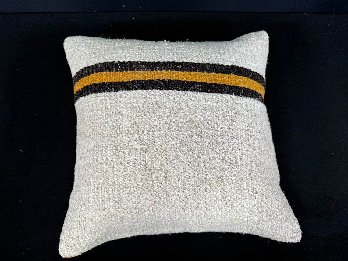 Turkish Hemp Pillow Cushion Natural Beige Black Cushion Cover 20x20 #30687