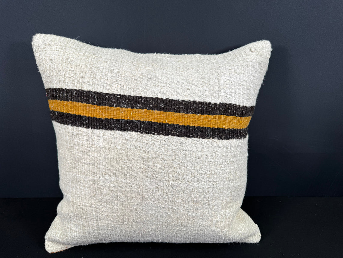 Turkish Hemp Pillow Cushion Natural Beige Black Cushion Cover 20x20 #30687