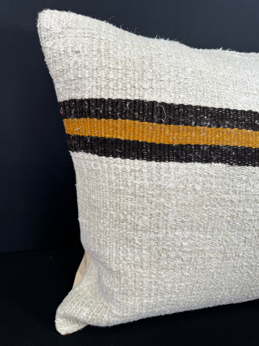 Turkish Hemp Pillow Cushion Natural Beige Black Cushion Cover 20x20 #30687