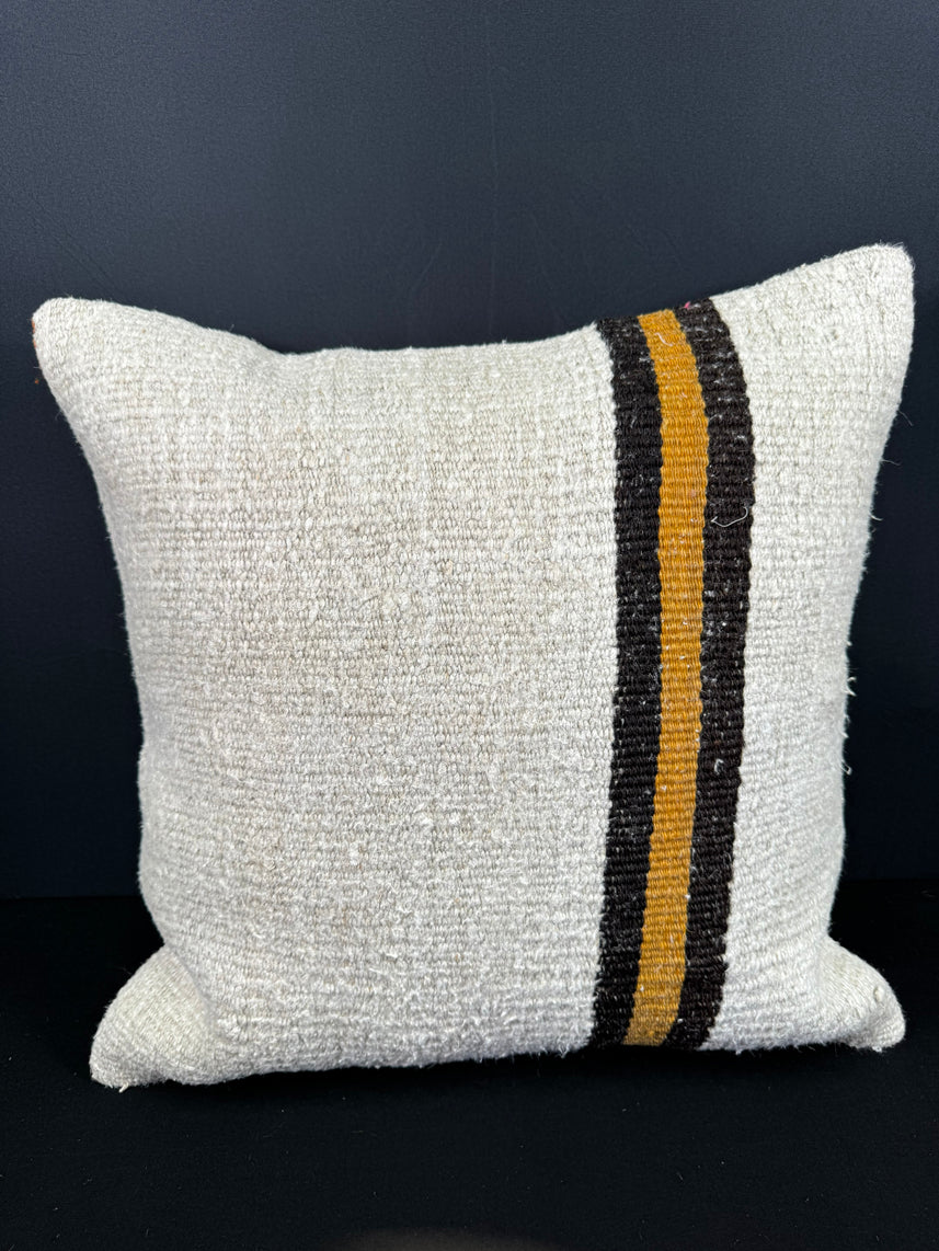 Turkish Hemp Pillow Cushion Natural Beige Black Cushion Cover 20x20 #30687