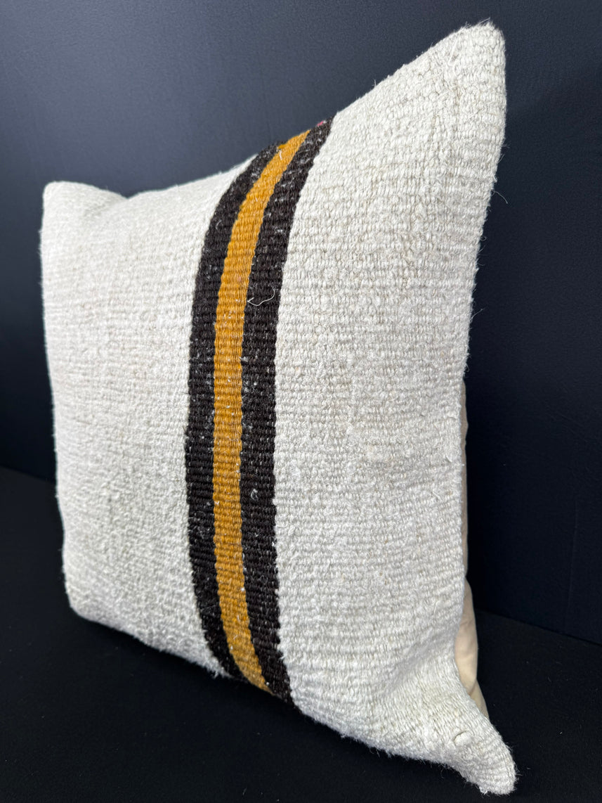 Turkish Hemp Pillow Cushion Natural Beige Black Cushion Cover 20x20 #30687