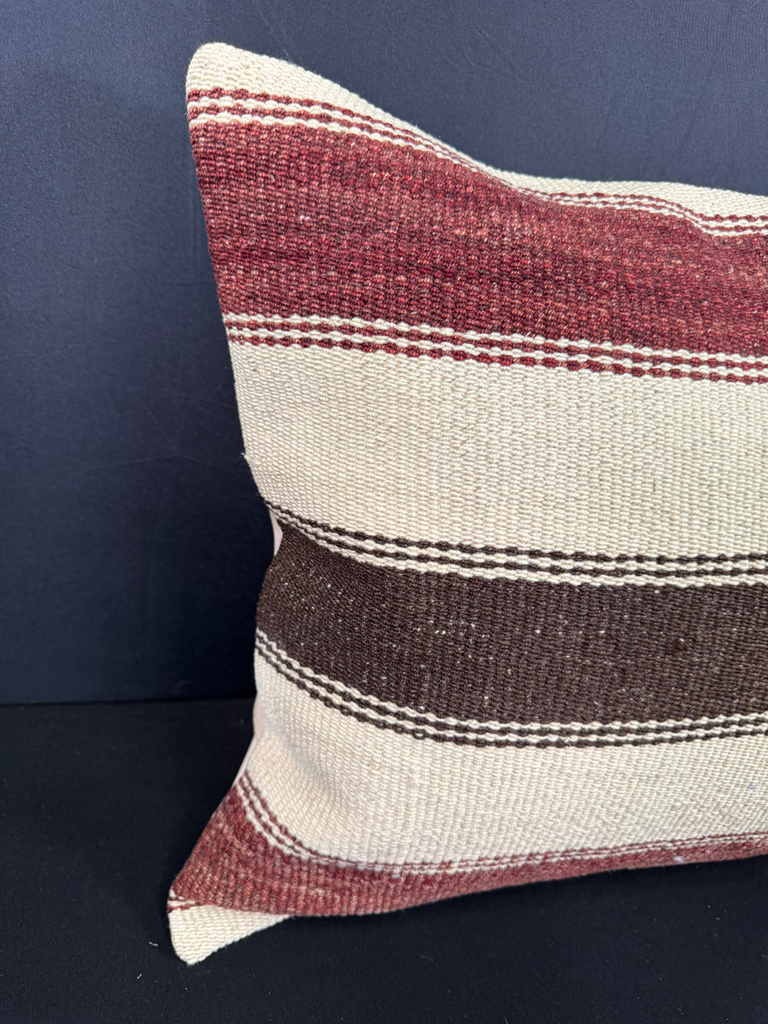 Turkish Hemp Pillow Cushion Natural Beige Red Cushion Cover 20x20 #30686