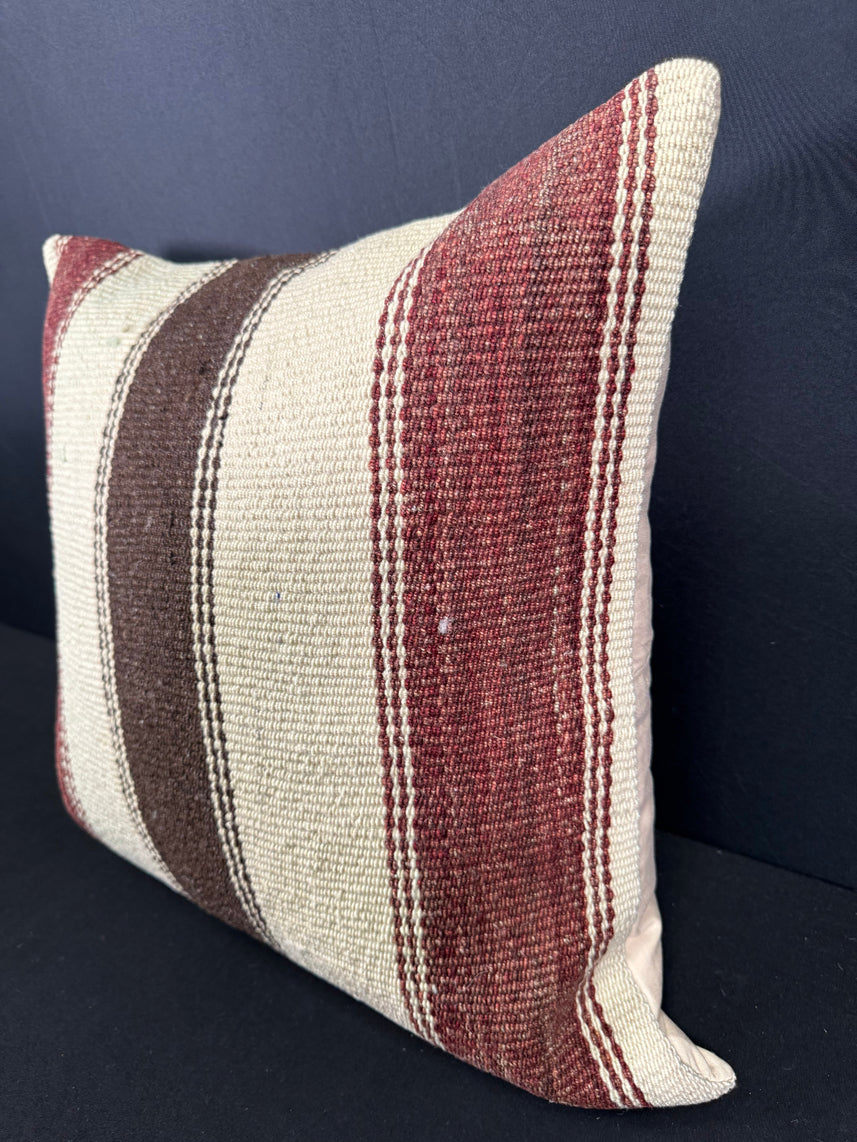 Turkish Hemp Pillow Cushion Natural Beige Red Cushion Cover 20x20 #30686