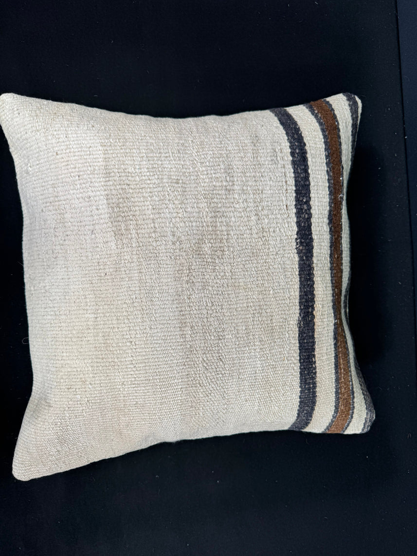Turkish Hemp Pillow Cushion Natural Beige Black Cushion Cover 20x20 #30685