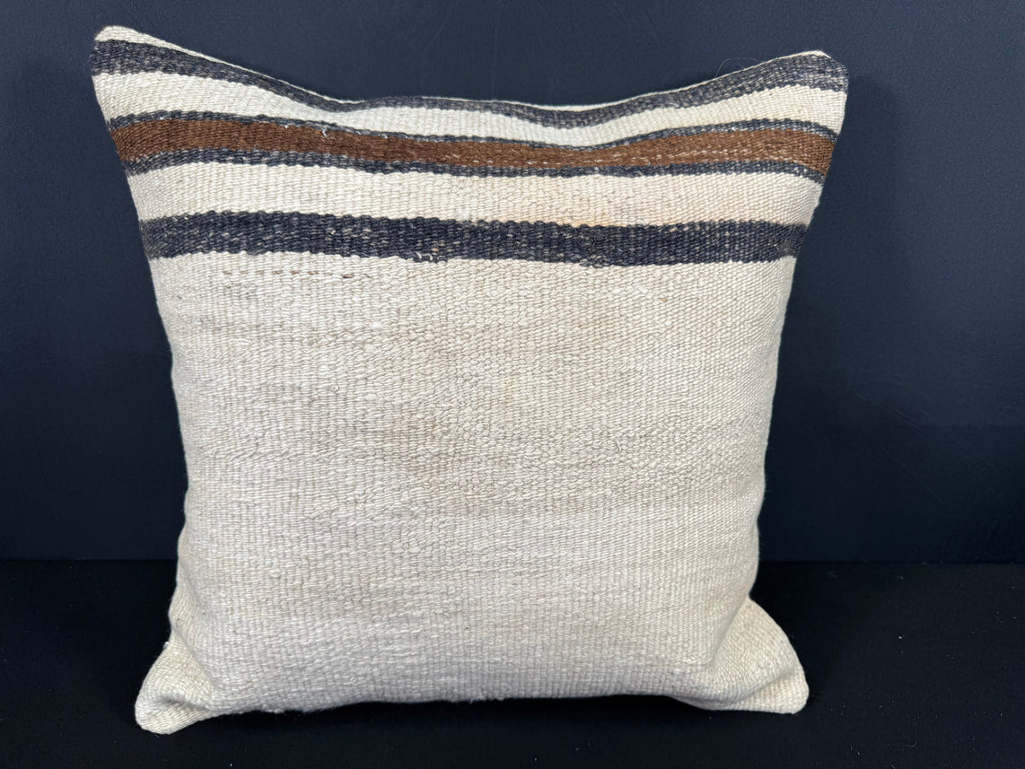 Turkish Hemp Pillow Cushion Natural Beige Black Cushion Cover 20x20 #30685