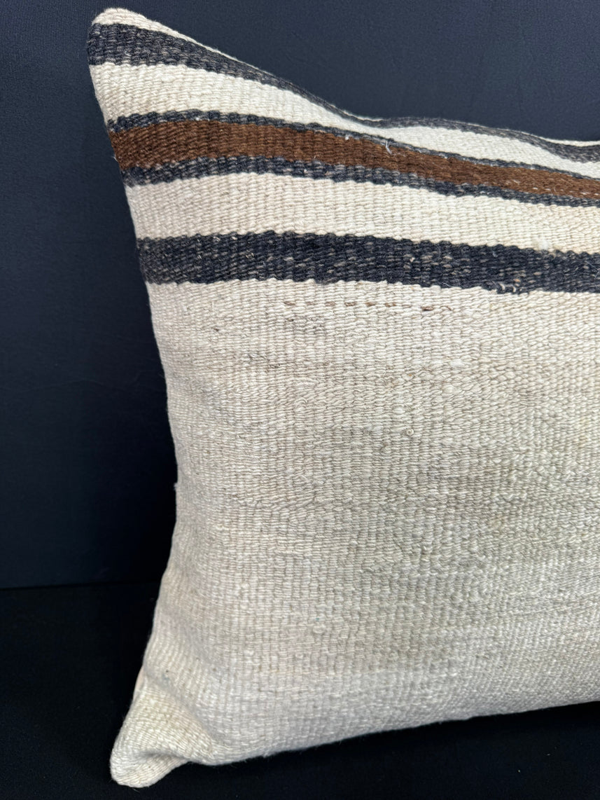 Turkish Hemp Pillow Cushion Natural Beige Black Cushion Cover 20x20 #30685