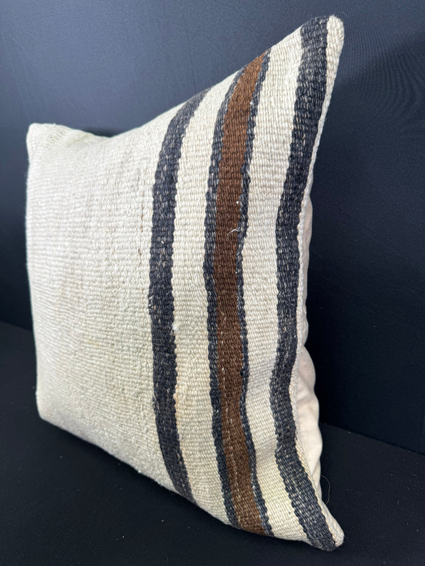 Turkish Hemp Pillow Cushion Natural Beige Black Cushion Cover 20x20 #30685