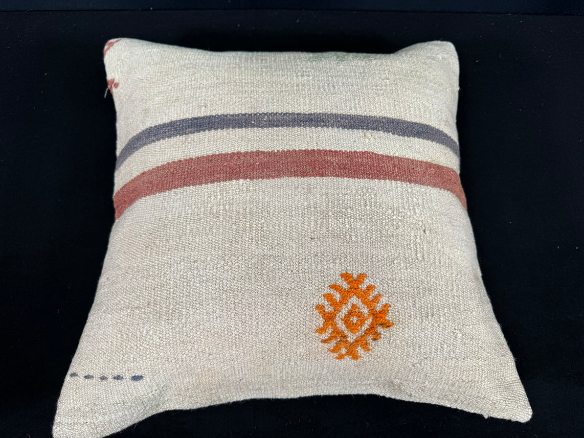 Turkish Hemp Pillow Cushion Natural Beige Red Cushion Cover 20x20 #30684