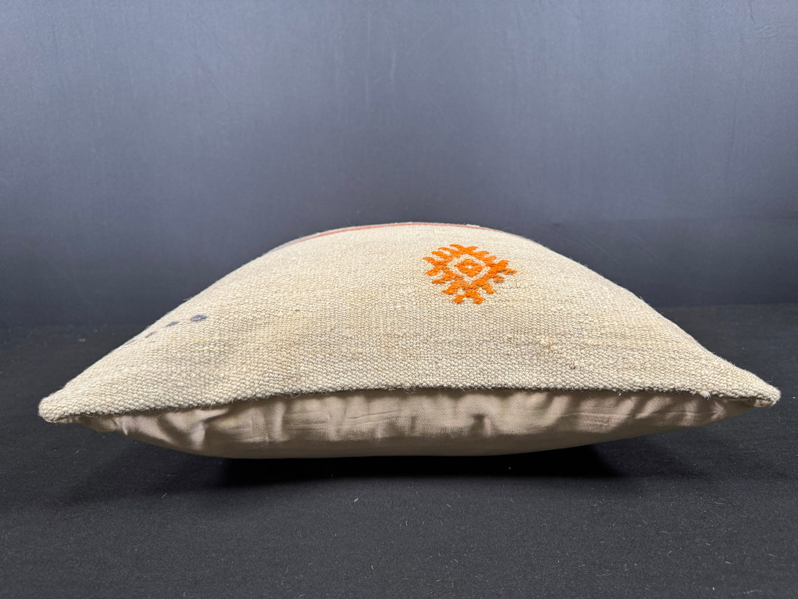 Turkish Hemp Pillow Cushion Natural Beige Red Cushion Cover 20x20 #30684