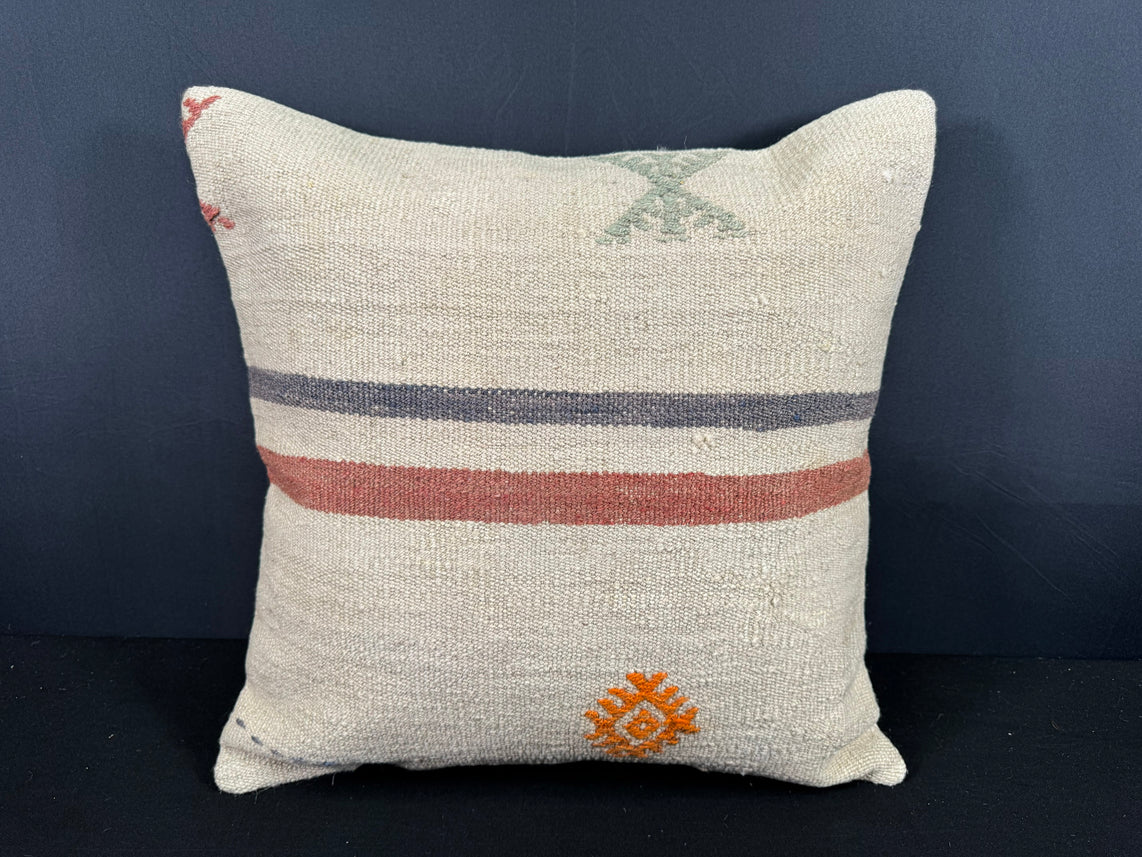 Turkish Hemp Pillow Cushion Natural Beige Red Cushion Cover 20x20 #30684