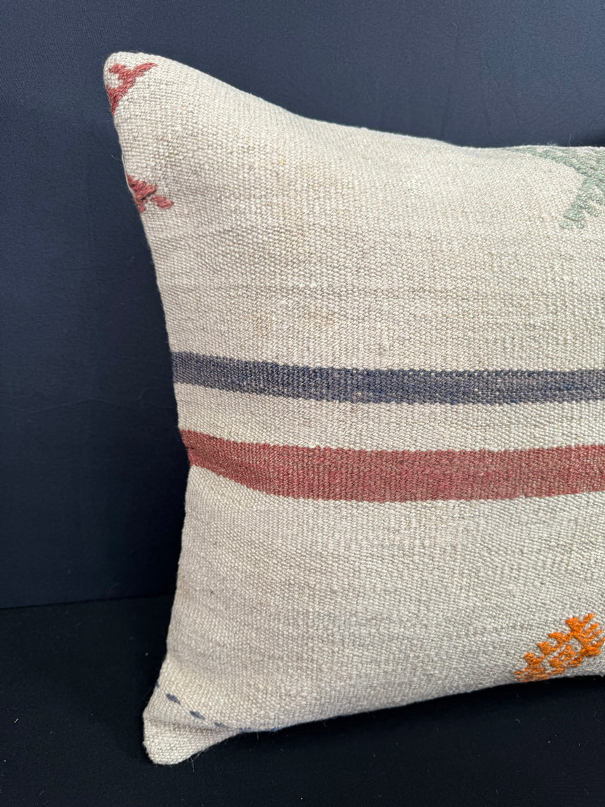 Turkish Hemp Pillow Cushion Natural Beige Red Cushion Cover 20x20 #30684