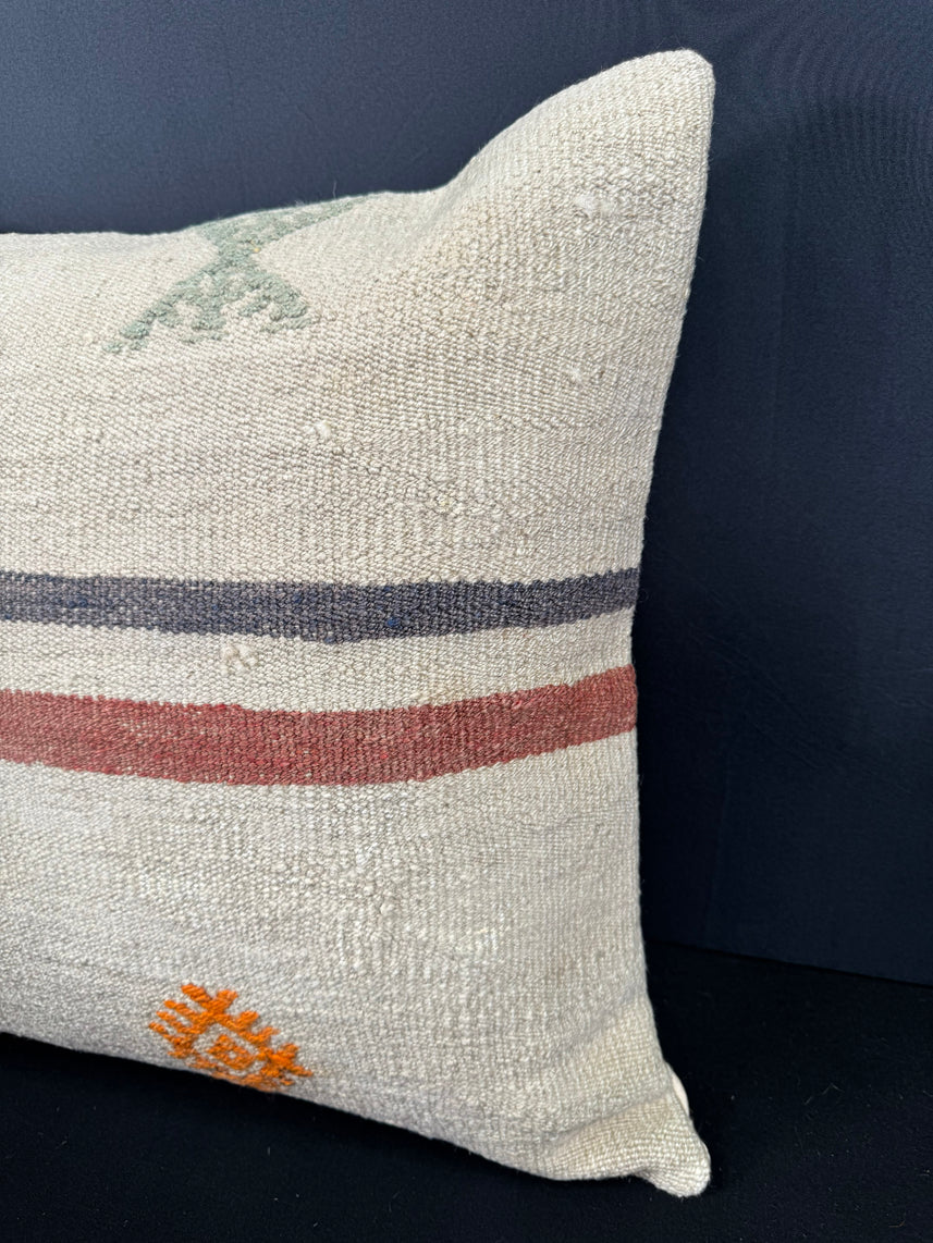 Turkish Hemp Pillow Cushion Natural Beige Red Cushion Cover 20x20 #30684