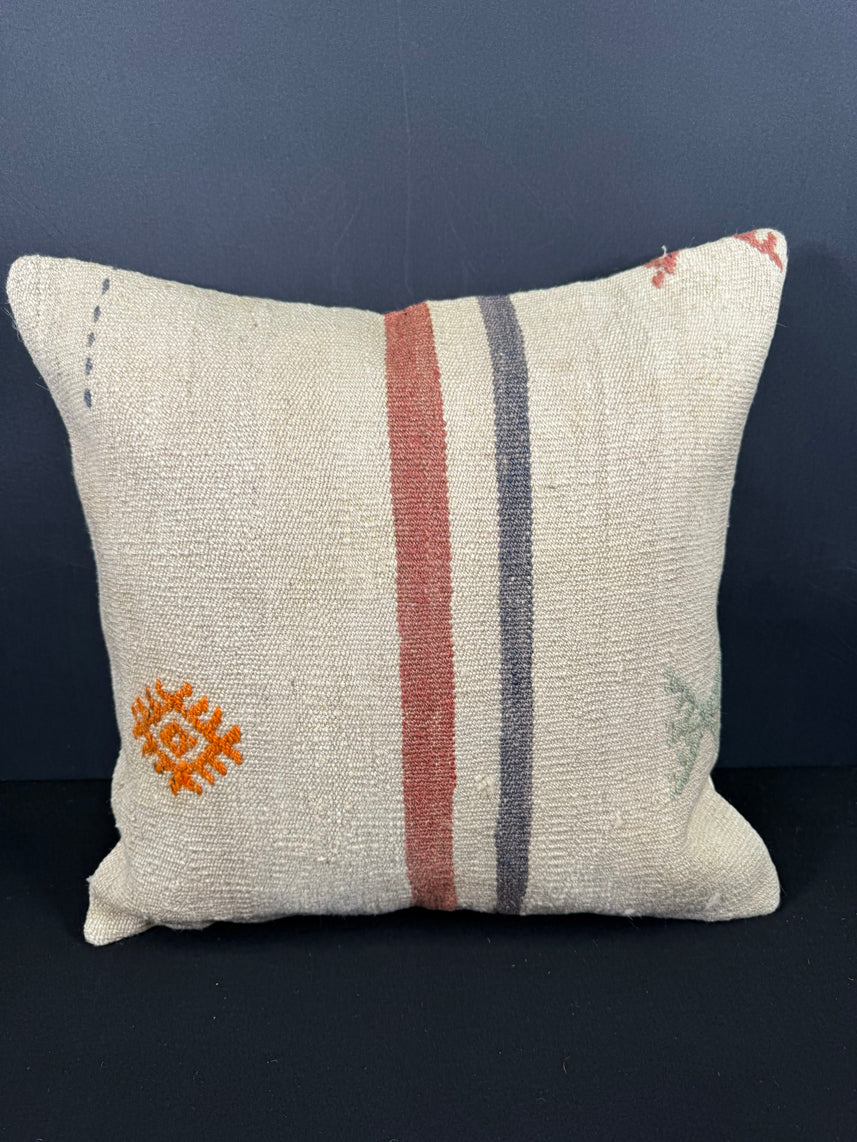 Turkish Hemp Pillow Cushion Natural Beige Red Cushion Cover 20x20 #30684