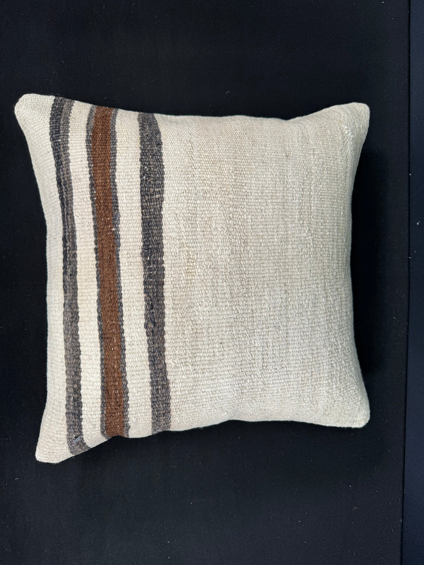 Turkish Hemp Pillow Cushion Natural Beige Black Cushion Cover 20x20 #30682