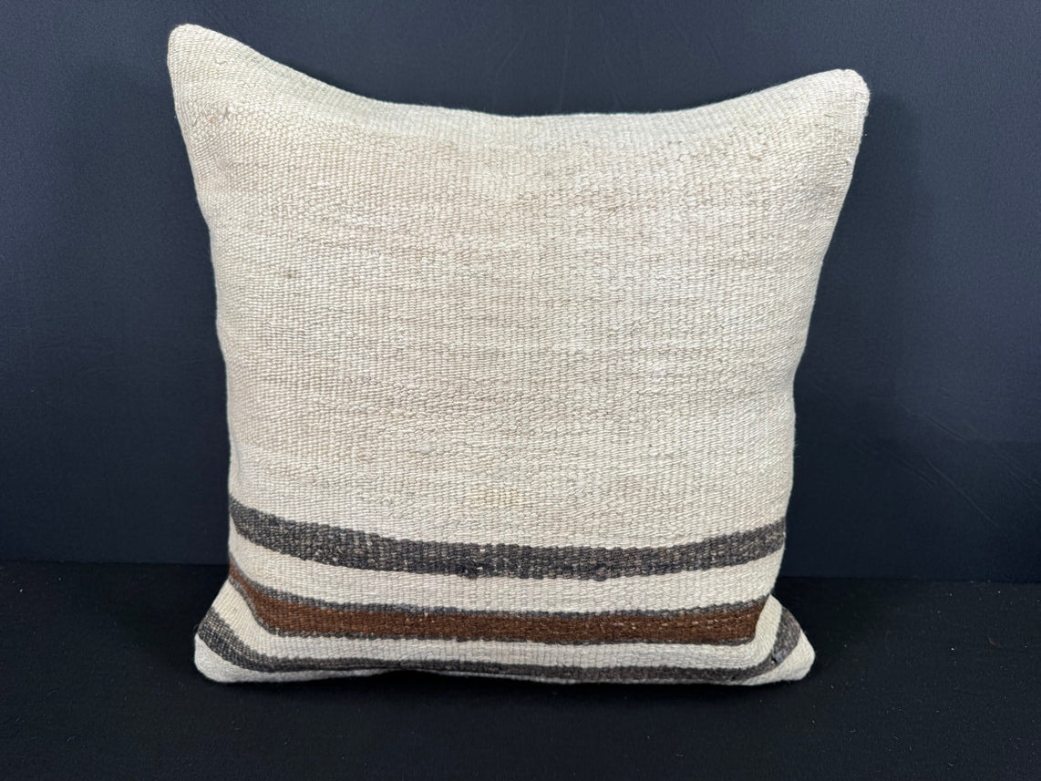 Turkish Hemp Pillow Cushion Natural Beige Black Cushion Cover 20x20 #30682