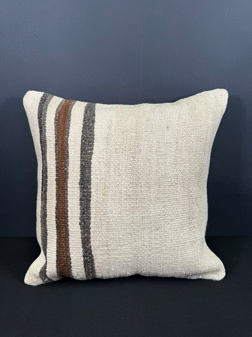 Turkish Hemp Pillow Cushion Natural Beige Black Cushion Cover 20x20 #30682
