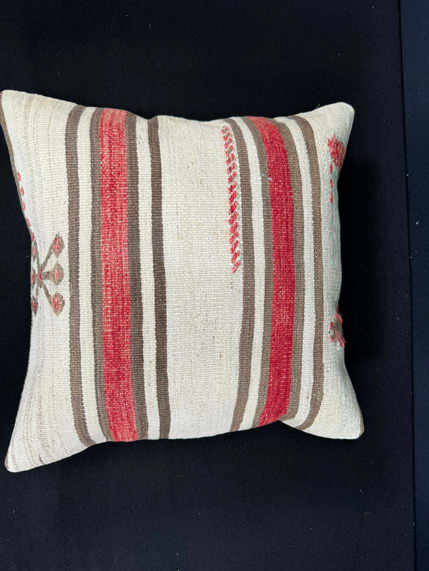 Turkish Hemp Pillow Cushion Natural Beige Red Cushion Cover 20x20 #30683