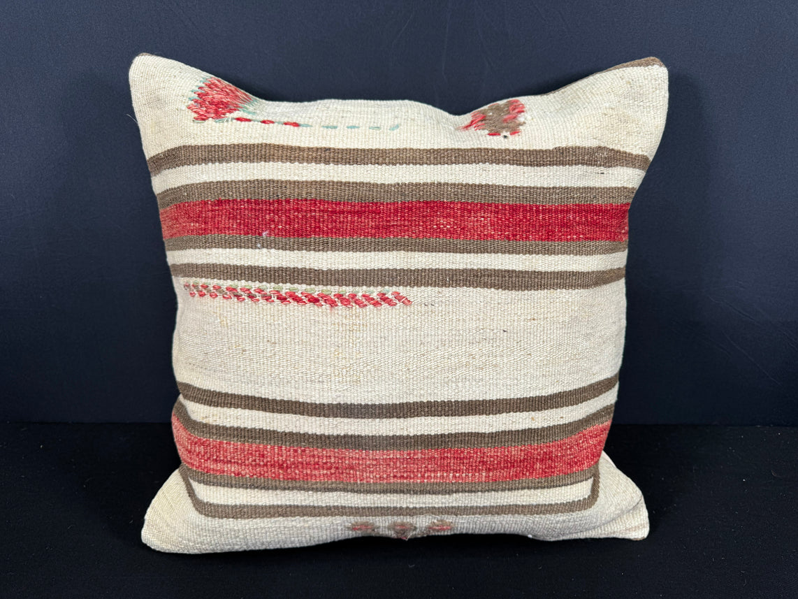 Turkish Hemp Pillow Cushion Natural Beige Red Cushion Cover 20x20 #30683